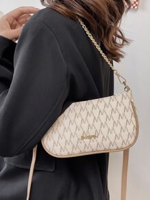 Đồ họa Chữ cái Cái túi Chuỗi Thời trang - Màu be - Xem 6