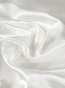 Ruffle Decor Satin Duvet Cover Set Without Filler - White - View 3