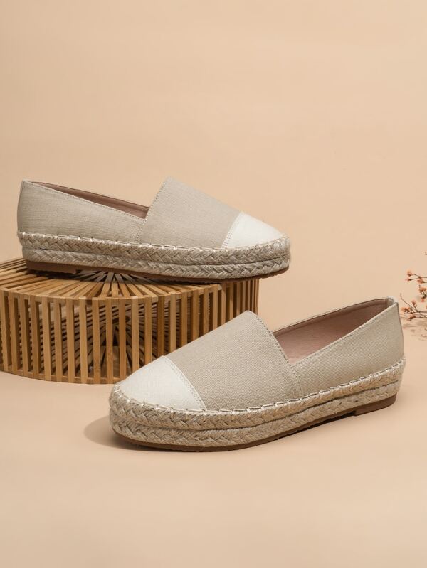 Two Tone Espadrille Flats SHEIN UK