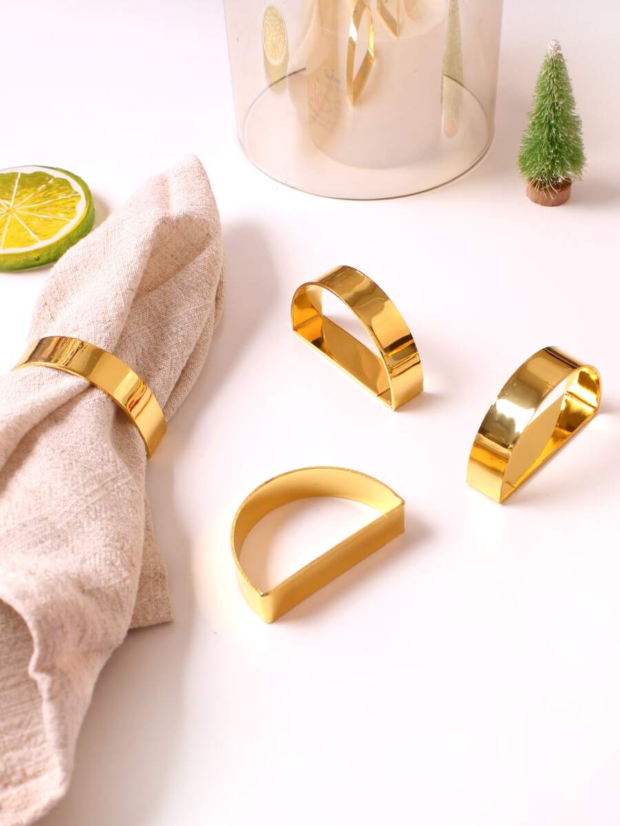 1 chiếc Vòng khăn ăn bằng kim loại, Khóa khăn ăn nửa vòng tròn bằng kim loại, Khóa khăn ăn bằng vàng phòng mô hình, Vòng khăn ăn; Khăn ăn kim loại nhà hàng phương Tây - Vàng - Xem 1