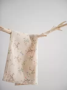 1 pieza Servilleta de tela con patrón de flor - Multicolor - Ver 1