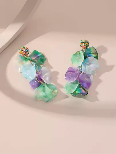 隨機色花瓣流蘇耳墜