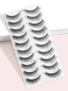 MAGEFY 10 对自然浓密假睫毛带盒，蓬松纤细，适合日常使用，漫画睫毛，旅行必备 - 黑色 - 查看 2