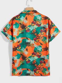 ROMWE MEN Guys Figure Letter Graphic Shirt - Multicolor - View 2