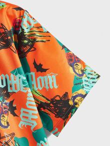 ROMWE MEN Guys Figure Letter Graphic Shirt - Multicolor - View 4