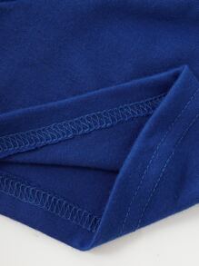 SHEIN Unity Letter Graphic Drop Shoulder Crop Tee - Blue - View 6