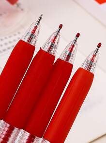 6pcs/Set Style Retractable Neutral Ballpoint Pens For Brushing Up On Test Skills - Red - View 2