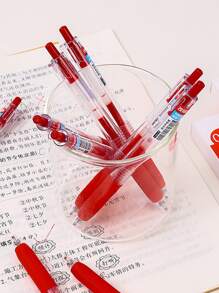6pcs/Set Style Retractable Neutral Ballpoint Pens For Brushing Up On Test Skills - Red - View 4