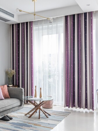 月亮和星星設計1片遮光窗簾