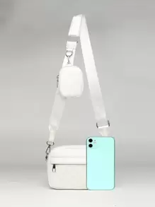 菱形拼接棉被拉鍊肩背袋,女士休閒十字肩方形袋帶向兜,帶有小包菱形拼接小方袋,女士袋子帶有袋