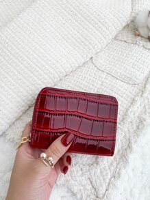 鳄鱼压纹翻盖石压纹拉链小钱包 多卡位卡片收纳盒 轻便多层便携身份证卡片 简约时尚现代 周年纪念 情人节 生日礼物 情侣礼物 女孩礼物 女士礼物 女包 学校用品 学校礼物 宿舍礼物和返校礼物 卡夹 钱包 名片夹 信用卡夹 女士 女士钱包 迷你钱包 钱包 卡包 - 酒紅色 - 查看 3