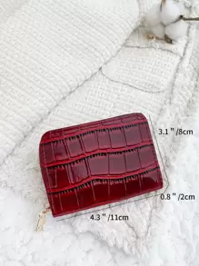 鳄鱼压纹翻盖石压纹拉链小钱包 多卡位卡片收纳盒 轻便多层便携身份证卡片 简约时尚现代 周年纪念 情人节 生日礼物 情侣礼物 女孩礼物 女士礼物 女包 学校用品 学校礼物 宿舍礼物和返校礼物 卡夹 钱包 名片夹 信用卡夹 女士 女士钱包 迷你钱包 钱包 卡包 - 酒紅色 - 查看 4