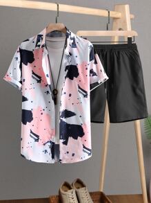 Manfinity Homme Bộ hai mảnh Nam Dây kéo Túi Nút phía trước Đồ họa Giải trí - Nhiều màu - Xem 1