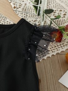 SHEIN Girls Galaxy & Ombre Tutu Dress - Black and White - View 3