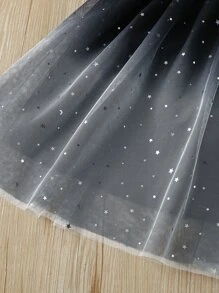 SHEIN Girls Galaxy & Ombre Tutu Dress - Black and White - View 4