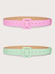 2 chiếc Thắt lưng khóa vuông có lỗ đục lỗ - Nhiều màu - Xem 2