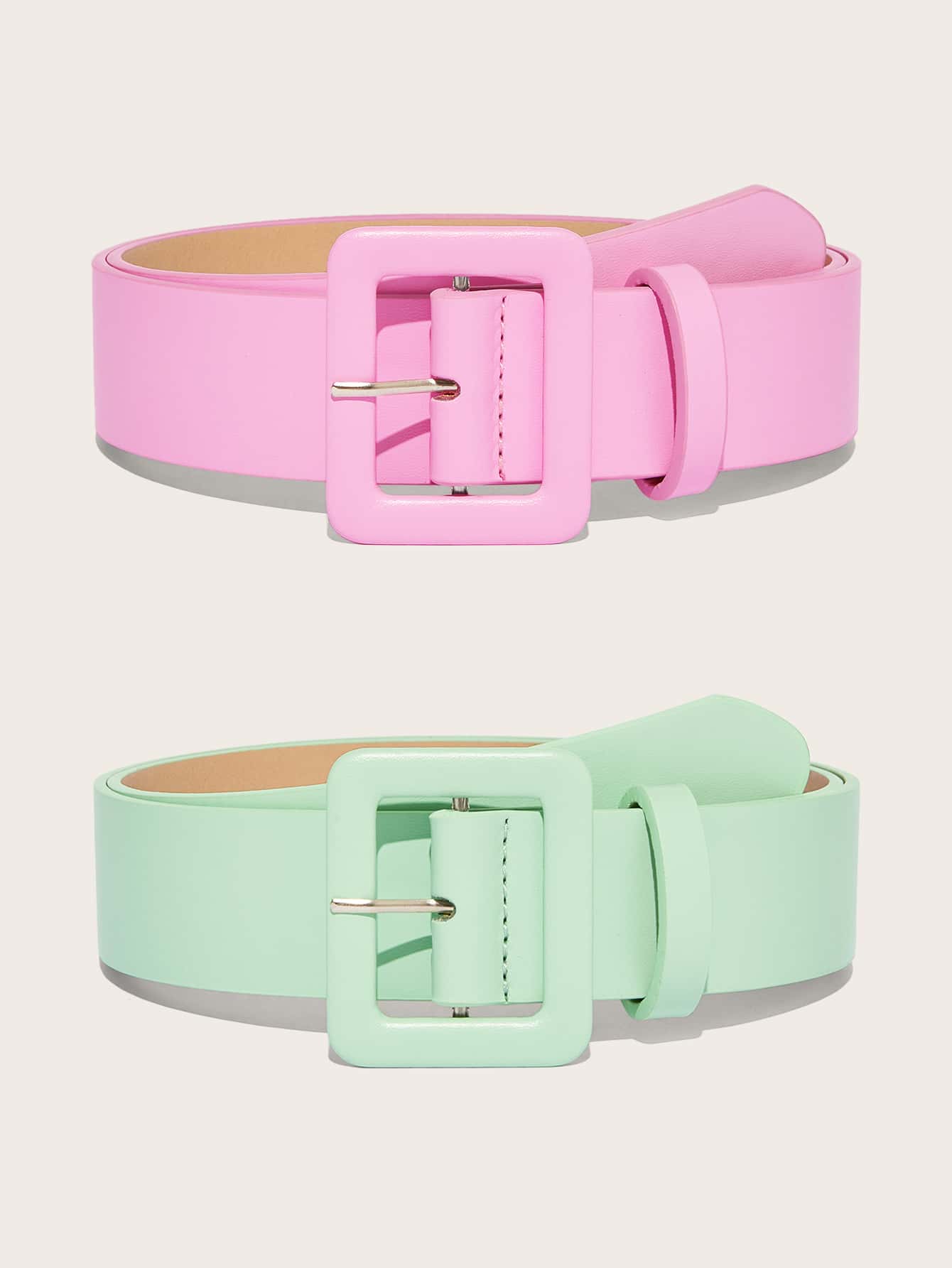 2 chiếc Thắt lưng khóa vuông có lỗ đục lỗ - Nhiều màu - Xem 1