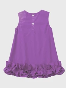Summer Young Girl Sleeveless Dress Children Plain Fresh And Simple Cute Frilled Tank Dress