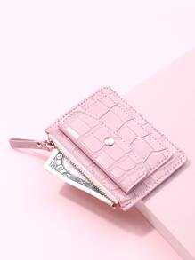 Crocodile Embossed Snap Button Lightweight Portable Card ID Card White-Collar Workers For Female For Holiday For Anniversary For Birthday Gift Accessories Gift Hot Pink Card Holder Card Holder Wallet Business Card Holder Credit Card Holder Card Holder Women For Women Wallet Mini Wallet Purse Wallet Card Wallet