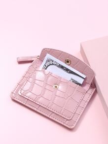Crocodile Embossed Snap Button Lightweight Portable Card ID Card White-Collar Workers For Female For Holiday For Anniversary For Birthday Gift Accessories Gift Hot Pink Card Holder Card Holder Wallet Business Card Holder Credit Card Holder Card Holder Women For Women Wallet Mini Wallet Purse Wallet Card Wallet