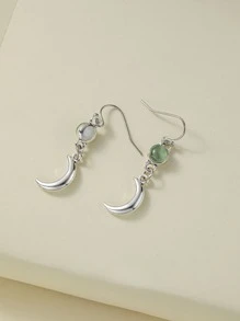 Moon Drop Earrings - Green - View 3