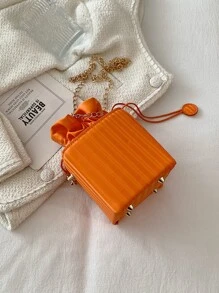 Túi Crossbody Nữ Dây kéo màu trơn Chuỗi Mốt - trái cam - Xem 2