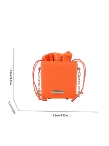 Túi Crossbody Nữ Dây kéo màu trơn Chuỗi Mốt - trái cam - Xem 7
