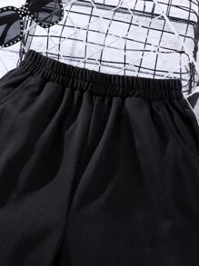 SHEIN Casual Tekst Meisje short Zak