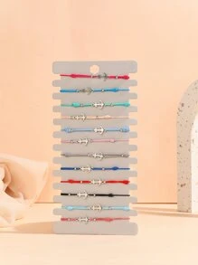 12 cái/bộ Vòng tay đàn hồi hình mỏ neo bằng hợp kim cho nữ - Nhiều màu - Xem 3