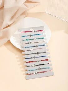 12 cái/bộ Vòng tay đàn hồi hình mỏ neo bằng hợp kim cho nữ - Nhiều màu - Xem 2