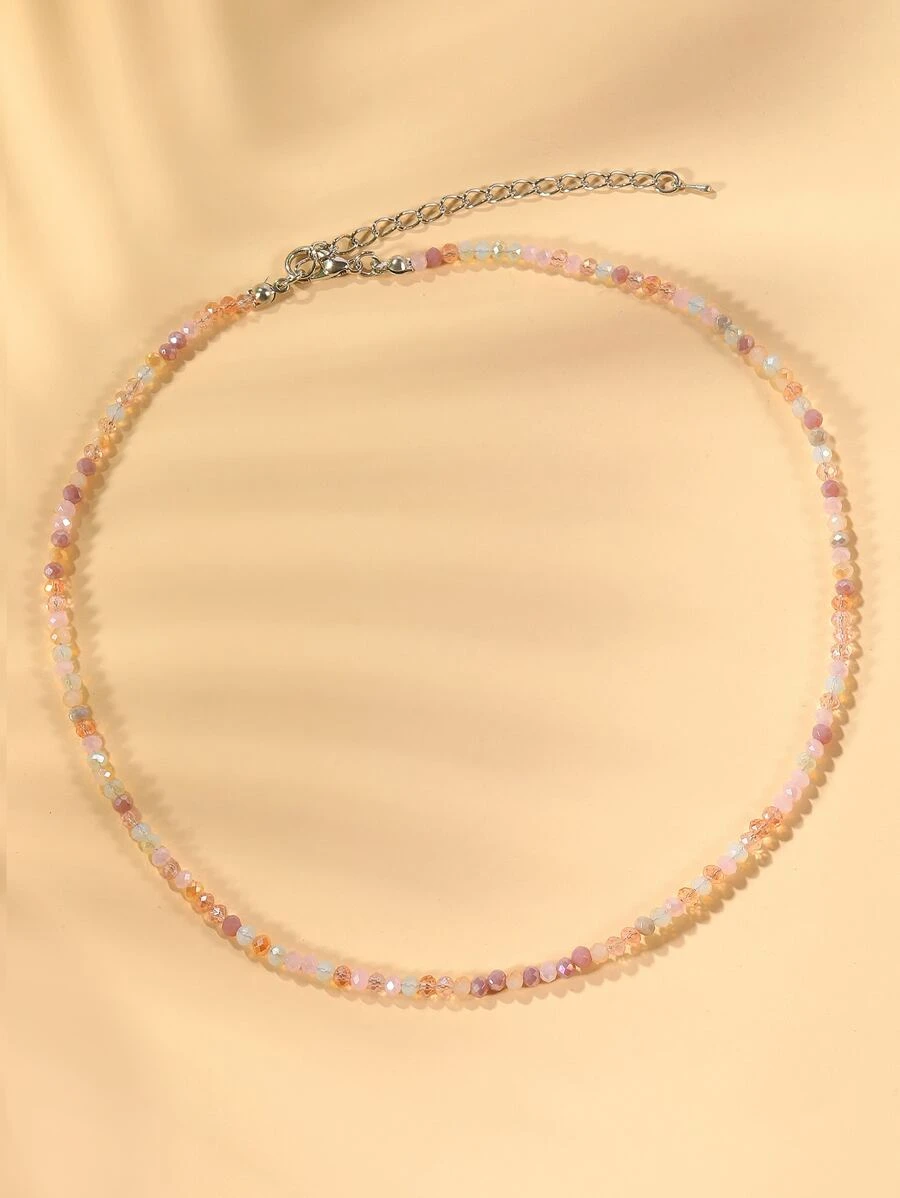 Minimalist Beaded Necklace - Multicolor - View 1