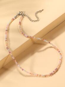 Minimalist Beaded Necklace - Multicolor - View 2