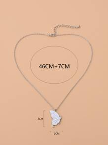 2入組蝴蝶吊墜項鍊 - 銀色 - 查看 3