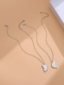 2入組蝴蝶吊墜項鍊 - 銀色 - 查看 7