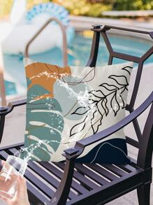 1 件裝戶外防水亞麻枕頭套,附葉子和幾何圖案 - 彩色 - 查看 5