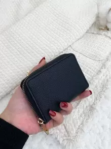 荔枝压纹多卡位卡片收纳盒 存储卡 轻薄便携现金身份证卡片零钱袋 生日礼物 情人节周年纪念日 女士女孩青少年大学生学校学生礼品袋 礼物休闲卡夹钱包名片夹信用卡夹女士女士钱包迷你钱包钱包卡包 - 黑色 - 查看 1