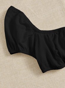 Soleia Sweetheart Neck Ruched Bust Crop Top - Black - View 4