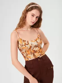 SHEIN MOD 魚鱗褶邊吊帶上衣 - 彩色 - 查看 1