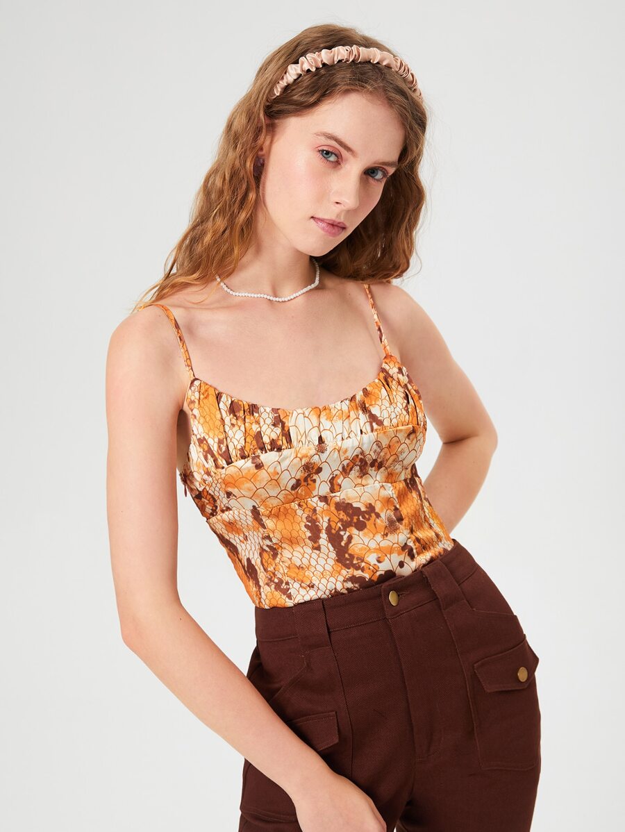 SHEIN MOD 魚鱗褶邊吊帶上衣 - 彩色 - 查看 1