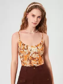SHEIN MOD 魚鱗褶邊吊帶上衣 - 彩色 - 查看 4