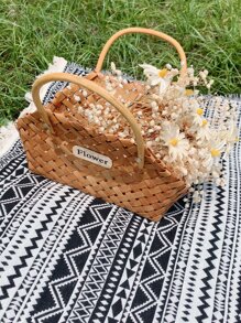 1pc Bohemian Black And White Woven Geometric Pattern Picnic Mat, Suitable For Outdoor Picnics And Gatherings, Decorative Mat - Black and White - View 4