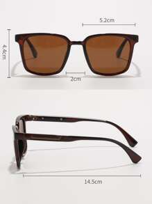 1pc Retro Square Shape Polarized Sunglasses, Plastic Fashionable Classic Decor Eyewear For Outdoor Travel, Beach Vacation, Uv Protection For Summer Beach Vacation,Outdoor,Travel - Brown - View 4