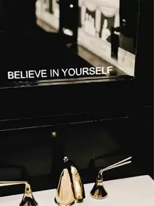 1pc Slogan Graphic Wall Sticker - White - View 1