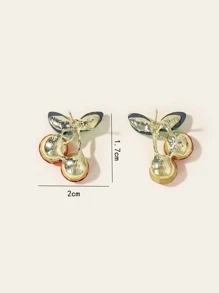 水鑽裝飾櫻桃設計耳環 - 彩色 - 查看 3