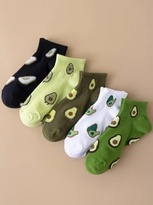 Vớ mắt cá chân hoa văn quả bơ 5 cặp - Nhiều màu - Xem 1