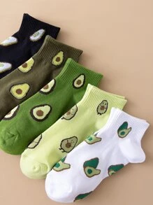 Vớ mắt cá chân hoa văn quả bơ 5 cặp - Nhiều màu - Xem 3