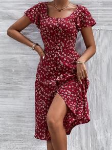 SHEIN Frenchy Đầm Nút phía trước Họa tiết hoa Boho - Nhiều màu - Xem 3