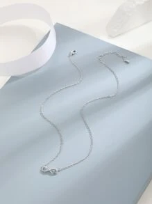 方晶鋯石無窮吊墜項鍊 - 銀色 - 查看 2