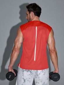 Manfinity Athleisure Men Reflective Detail Sports Tank Top Workout Tops - Red - View 2