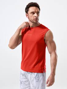 Manfinity Athleisure Men Reflective Detail Sports Tank Top Workout Tops - Red - View 5